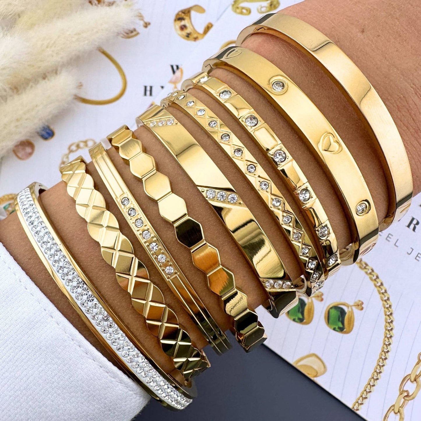 18K gold plated -Gems bracelet