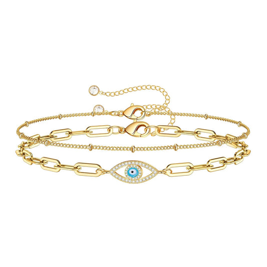 18K gold plated Stainless steel  Evil Eye Bracelet