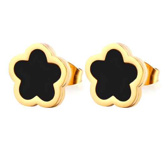 18K gold plated Stainless steel  Four-leaf Clover Earrings