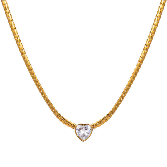 18K gold plated Stainless steel  Hearts necklace, Intensity