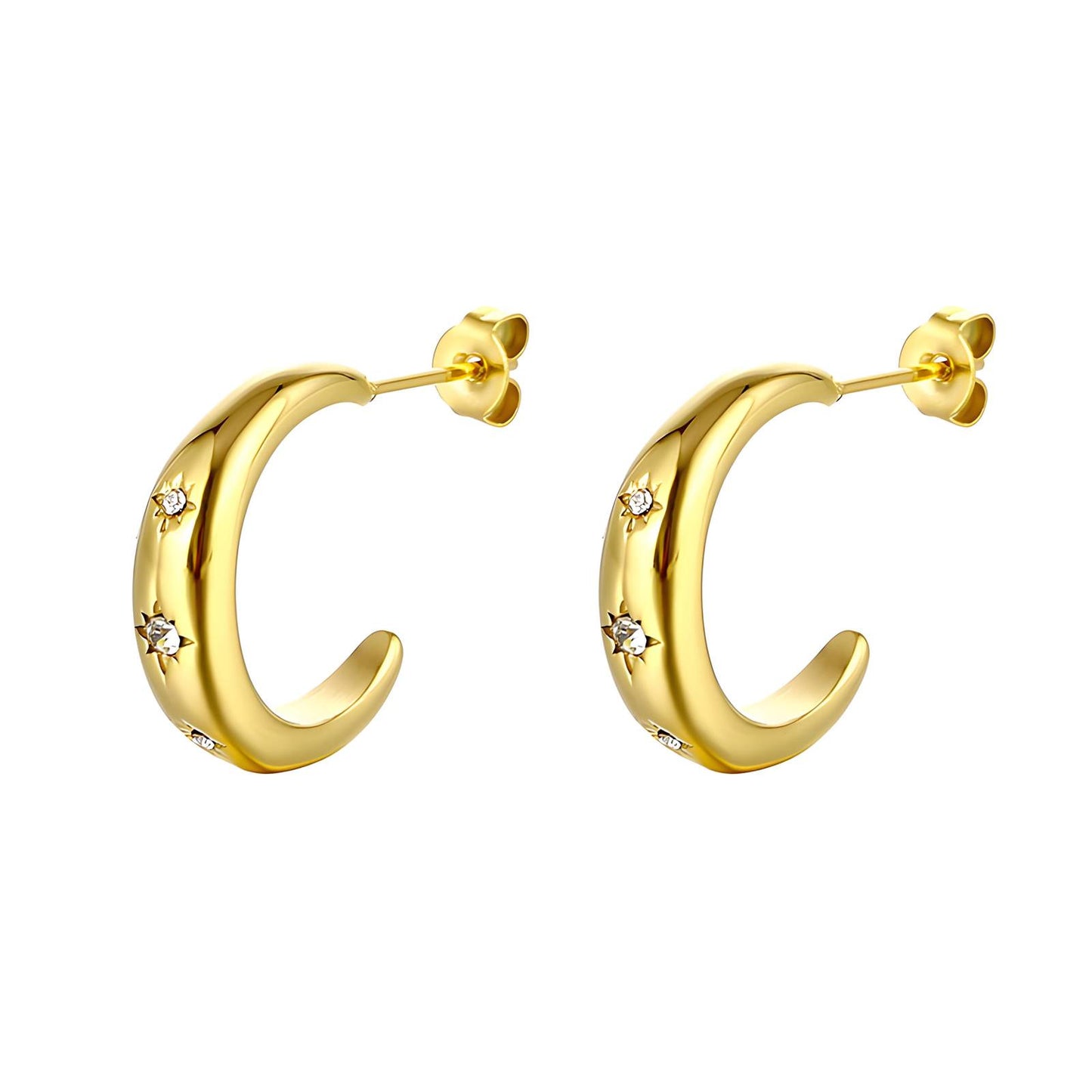 18K gold plated Stainless steel earrings, Intensity