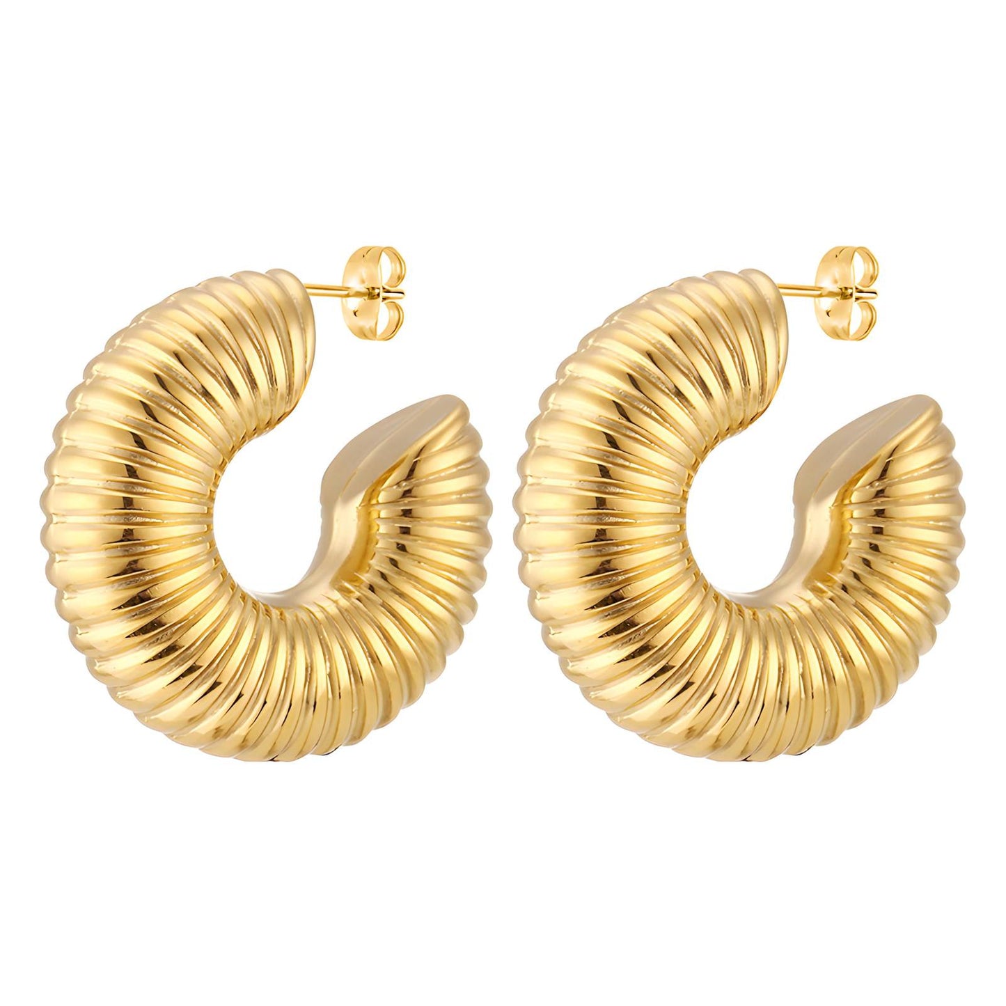 18K gold plated Stainless steel - Caracol Earrings