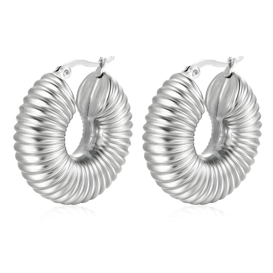 Stainless steel earrings- Caracol Silver Earrings